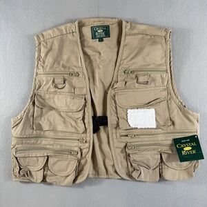 Crystal River Utility Vest Tan L Fishing Hunting‎ Outdoor Photography Cargo